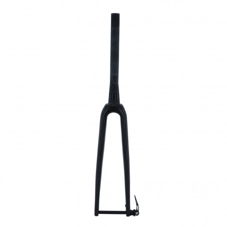 FOURCHE ROUTE 700C CARBONE 3K DROITE PIVOT CARBONE CONIQUE LISSE 1"1-2 EN BAS et 1"1-8-28,6 EXTERIEUR, POUR FREIN A DISQUE ET