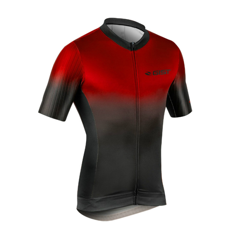 MAILLOT GIST HOMME MANCHES COURTES DIAMOND ZIP TOTAL NOIR-ROUGE   M     -5341 - 8013271319087