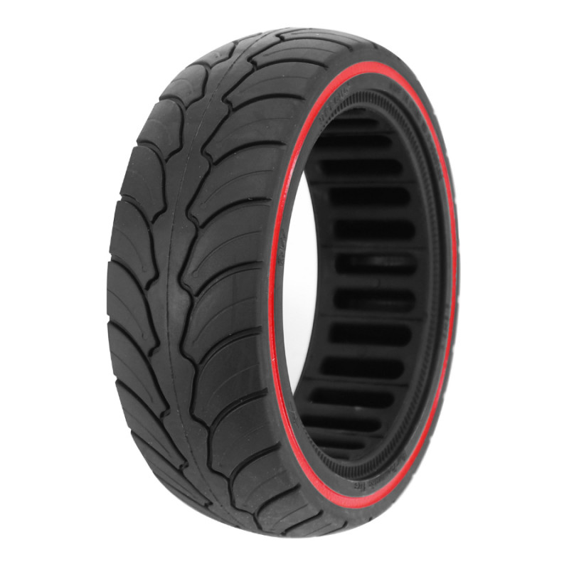 PNEU TROTTINETTE  8.5 X 2.50 NOIR LISERET ROUGE - PNEU PLEIN (POUR DUALTRON ET AUTRES)