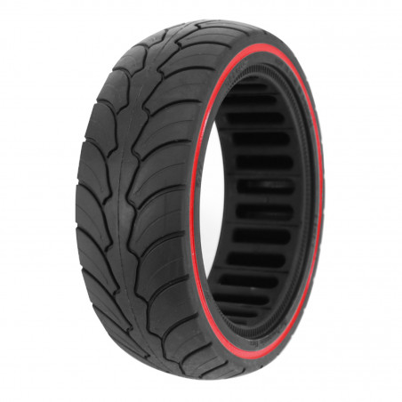 PNEU TROTTINETTE  8.5 X 2.50 NOIR LISERET ROUGE - PNEU PLEIN (POUR DUALTRON ET AUTRES)