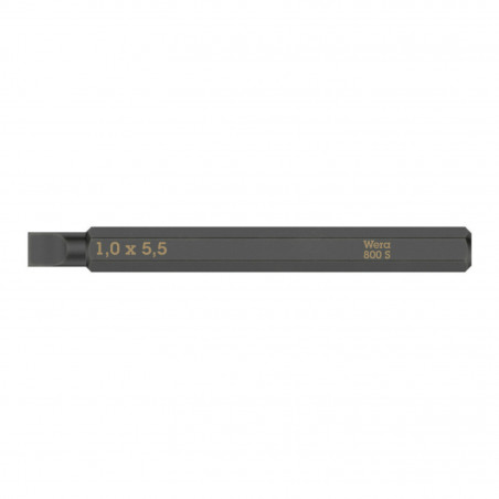 EMBOUTS-LAMES INTERCHANGEABLES DE TOURNEVIS A FRAPPER WERA 800 S 1-4 A FENTE-PLAT 1,0 x 5,5 mm L 70 mm  (VENDU A L'UNITE)) 