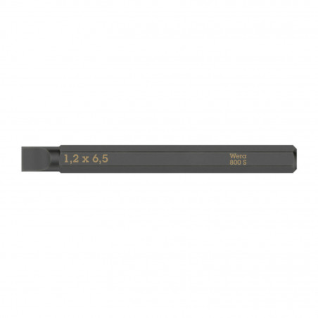 EMBOUTS-LAMES INTERCHANGEABLES DE TOURNEVIS A FRAPPER WERA 800 S 1-4 A FENTE-PLAT 1,2 x 6,5 mm L 70 mm  (VENDU A L'UNITE)) 