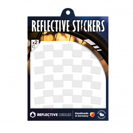AUTOCOLLANT-STICKER REFLECHISSANT POUR ROUE DE VELO MODELE CHECKER BLANC (PLANCHE)  -REFLECTIVE BERLIN-