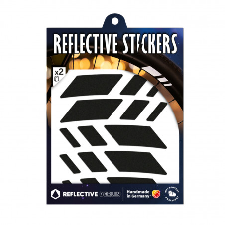 AUTOCOLLANT-STICKER REFLECHISSANT POUR ROUE DE VELO MODELE RACER NOIR (PLANCHE)  -REFLECTIVE BERLIN-