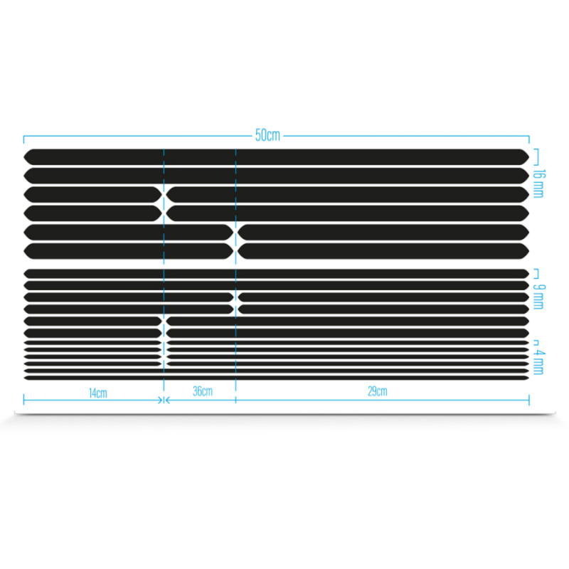 AUTOCOLLANT-STICKER REFLECHISSANT POUR CADRE MODELE BANDES UNIVERSELLES NOIR (BOITE)  -REFLECTIVE BERLIN-