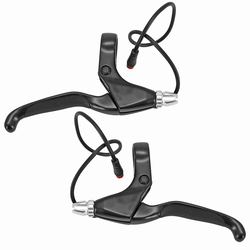 LEVIER DE FREIN VAE - E-BIKE ALU NOIR-ARGENT (LONGUEUR CABLE 300 mm) (PAIRE)  -P2R- - 3700948293058