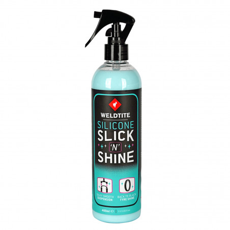 NETTOYANT VELO WELDTITE POUR FOURCHE ET PNEU SILICONE SLICK N SHINE (SPRAY 400ml) - 5013863130420