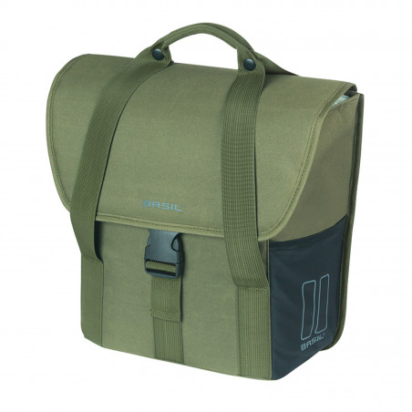 SACOCHE ARRIERE VELO LATERALE BASIL GO VERT FONCE DROIT-GAUCHE 16L FIXATION HOOKS ON POUR PORTE BAGAGE - 8715019184666