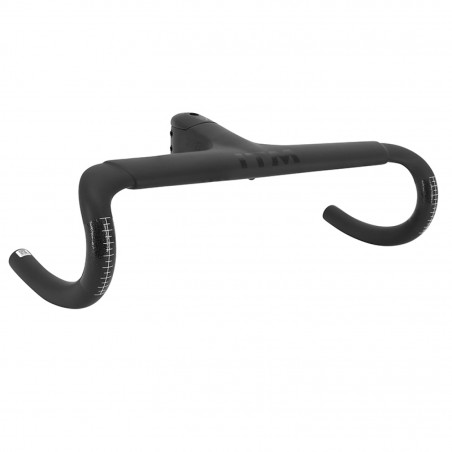 CINTRE ROUTE ITM CH1R CARBONE MAT L 44 EXTERIEUR (AXE-AXE 42cm) AVEC POTENCE INTEGREE L 110mm POUR PASSAGE CABLE INTERNE -