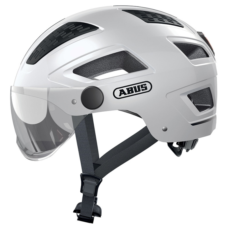 CASQUE VELO ADULTE ABUS URBAIN HYBAN 2.0 ACE BLANC POLAIRE ECLAIRAGE INTEGRE TAILLE L (56-61cm) REGLAGE MOLETTE - 4003318869983