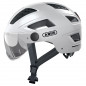 CASQUE VELO ADULTE ABUS URBAIN HYBAN 2.0 ACE BLANC POLAIRE ECLAIRAGE INTEGRE TAILLE L (56-61cm) REGLAGE MOLETTE - 4003318869983