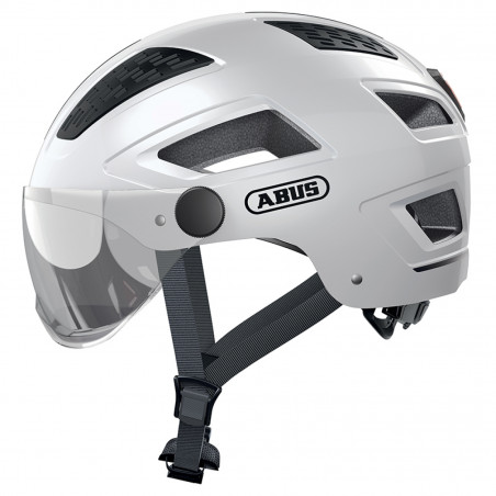 CASQUE VELO ADULTE ABUS URBAIN HYBAN 2.0 ACE BLANC POLAIRE ECLAIRAGE INTEGRE TAILLE  M (52-58cm) REGLAGE MOLETTE - 4003318869976