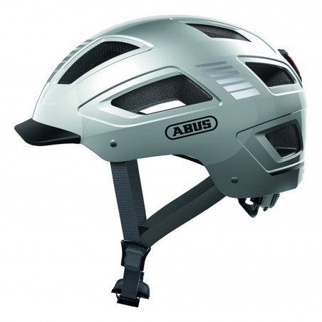 CASQUE VELO ADULTE ABUS URBAIN HYBAN 2.0 ARGENT ECLAIRAGE INTEGRE TAILLE L (56-61cm) REGLAGE MOLETTE - 4003318869150