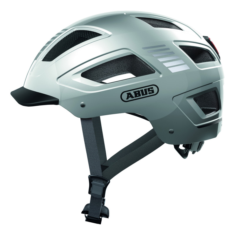 CASQUE VELO ADULTE ABUS URBAIN HYBAN 2.0 ARGENT ECLAIRAGE INTEGRE TAILLE XL (58-63cm) REGLAGE MOLETTE - 4003318869167