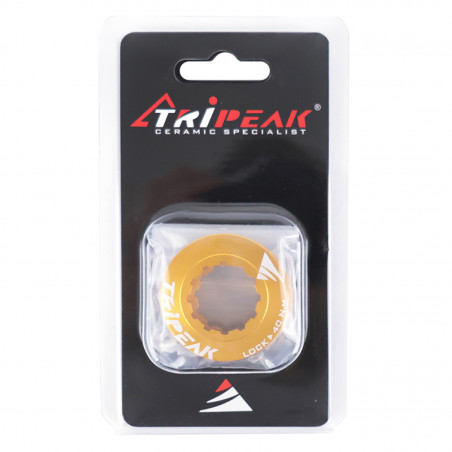 ECROU DISQUE DE FREIN CENTER LOCK TRIPEAK ALUMINIUM ULTRA LEGER 7g OR - SERRAGE INTERNE (VENDU A LA PAIRE) - 4710243294352