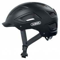 CASQUE VELO ADULTE ABUS URBAIN HYBAN 2.0 VELOURS NOIR ECLAIRAGE INTEGRE TAILLE L (56-61cm) REGLAGE MOLETTE - 4003318869006