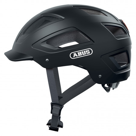 CASQUE VELO ADULTE ABUS URBAIN HYBAN 2.0 VELOURS NOIR ECLAIRAGE INTEGRE TAILLE L (56-61cm) REGLAGE MOLETTE - 4003318869006