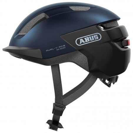 CASQUE VELO ADULTE ABUS URBAIN PURL-Y ACE BLEU NUIT ECLAIRAGE INTEGRE TAILLE L (57-61cm) REGLAGE MOLETTE (COMPATIBLE
