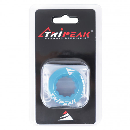 ECROU DISQUE DE FREIN CENTER LOCK TRIPEAK ALUMINIUM ULTRA LEGER 7g BLEU CLAIR - SERRAGE INTERNE (VENDU A LA PAIRE) -