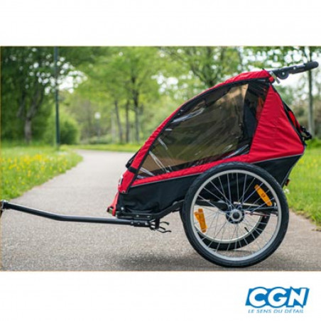 REMORQUE/POUSSETTE ENFANT 2EN1 OPTIMIZ -FIX.MOYEU- 2 ROUES 20'' CHASSIS ALU / L71xl56xH60 - 3663829278127