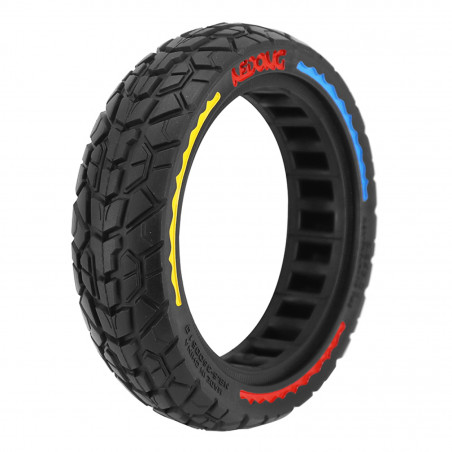 PNEU TROTTINETTE PLEIN  8.5 X 2.00 NOIR LISERET MULTICOLOR JAUNE, ROUGE, BLEU - LARGEUR INTERIEUR 34 mm - 3700948300251