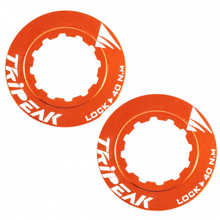ECROU DISQUE DE FREIN CENTER LOCK TRIPEAK ALUMINIUM ULTRA LEGER 7g ORANGE - SERRAGE INTERNE (VENDU A LA PAIRE) - 4710243294383