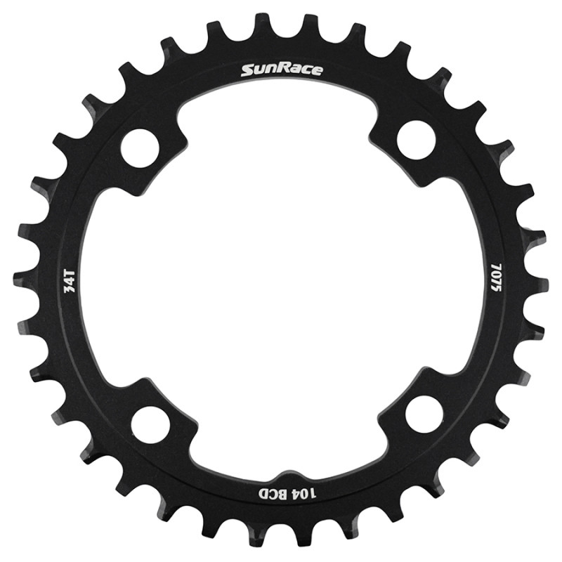 PLATEAU VTT 4BRA D.104 POUR SUNRACE 34DTS MONO NOIR ALU COMPATIBLE AUTRES MARQUES NARROW WIDE - 4710944267419