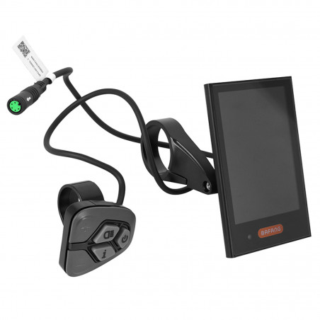 COMPTEUR - DISPLAY AVEC UNITE DE COMMANDE VAE BAFANG DP C18 UART POUR MOTEUR CENTRAL NOIR (SUPPORT 22,2-25 mm LONGUEUR CABLE