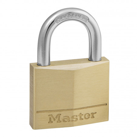 CADENAS A CLE MASTERLOCK LAITON ANSE ACIER CEMENTE LARGEUR 40mm, ANSE 22mm, DIAM 6mm (DOUBLE VERROUILLAGE) (VENDU A L'UNITE) -
