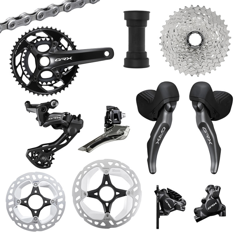 GROUPE GRAVEL SHIMANO GRX820 DISQUE NOIR 12V. 172.5 EN 48-31 CUVETTE PRESSFIT CASSETTE 11-36 (MONTAGE ATELIER) - 3700948306932