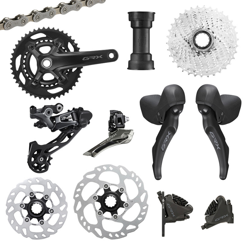 GROUPE GRAVEL SHIMANO GRX600 DISQUE NOIR 11V. 172.5 EN 40-36 CUVETTE PRESSFIT CASSETTE 11-34 (MONTAGE ATELIER) - 3700948301913