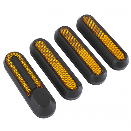 CACHE VIS DE ROUE AVANT ET ARRIERE POUR TROTTINETTE XIAOMI M365, 1S, PRO, MI 3 NOIR (CATADIOPTRE JAUNE) (VENDU PAR 4)  