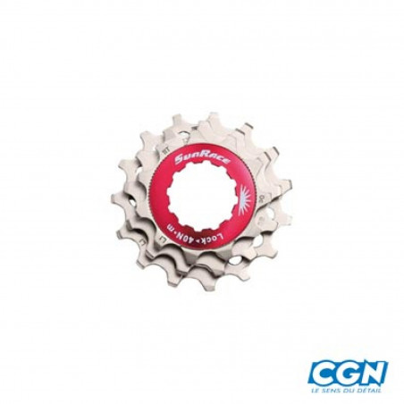 PIGNON SUNRACE POUR CASSETTE 10V ARGENT AVEC CONTRE ECROU (11-13-15) - 4710944264166