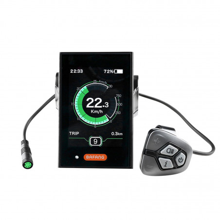 COMPTEUR - DISPLAY AVEC UNITE DE COMMANDE VAE BAFANG DP C18 UART POUR MOTEUR CENTRAL NOIR (SUPPORT 22,2-25 mm LONGUEUR CABLE
