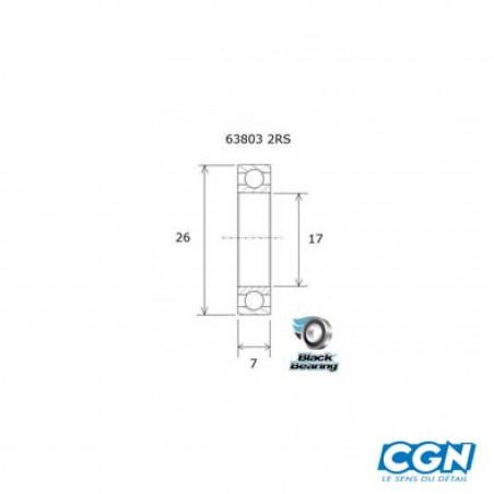 ROULEMENT BLACKBEARING B3 63803 2RS(D17X26 EP 7)