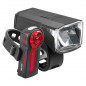 ECLAIRAGE VELO USB KIT TRELOCK LS440 ET LS740 VECTOR VISIBILITE 60m 40 LUX (AUTONOMIE AVANT 12H-ARRIERE 10H) NOIR - VU A 3500m