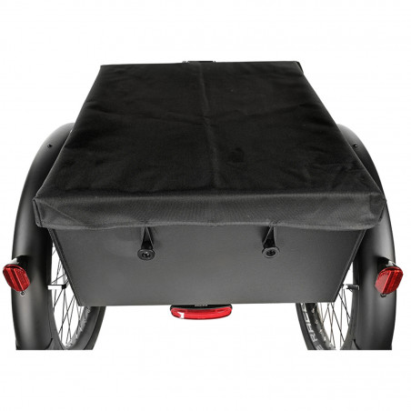 HOUSSE ANTI PLUIE POUR COFFRE DE TRICYCLE LEADER FOX COMPATIBLE LOVELO, CURTIS COULEUR NOIR (INCLUS BLOC DE FIXATION   8 VIS)