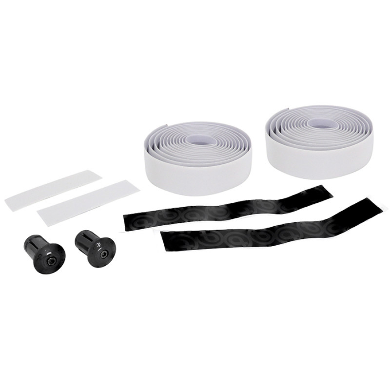 RUBAN DE GUIDON - CINTRE BTP PERFORMANCE PRO BLANC REFLECHISSANT AVEC BOUCHONS (CONFORTABLE EPAISSEUR 3mm) - 3700948302828