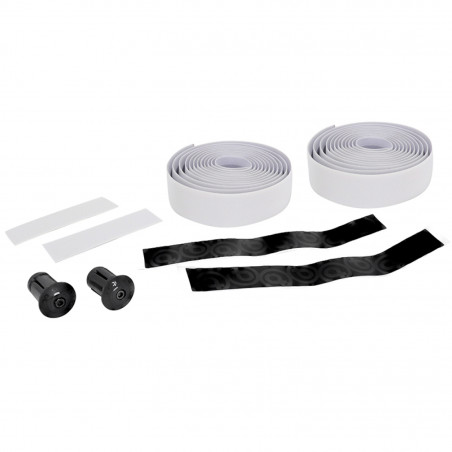 RUBAN DE GUIDON - CINTRE BTP PERFORMANCE PRO BLANC REFLECHISSANT AVEC BOUCHONS (CONFORTABLE EPAISSEUR 3mm) - 3700948302828
