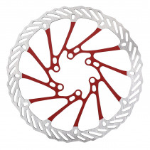 DISQUE DE FREIN TROTTINETTE 6 TROUS DIAM 160mm ARGENT-ROUGE (WAVES)  -SELECTION P2R- - 7427251900812