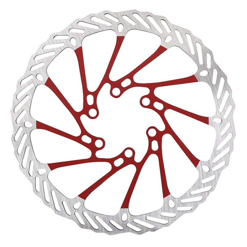 DISQUE DE FREIN TROTTINETTE 6 TROUS DIAM 160mm ARGENT-ROUGE (WAVES)  -SELECTION P2R- - 7427251900812