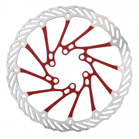 DISQUE DE FREIN TROTTINETTE 6 TROUS DIAM 160mm ARGENT-ROUGE (WAVES)  -SELECTION P2R- - 7427251900812
