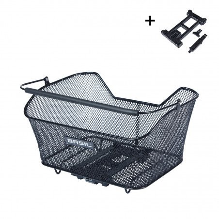 PANIER ARRIÈRE BASIL BASE M AVEC PLAQUE MIK 2.0 ACIER NOIR - 8715019113659