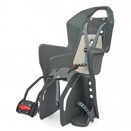 Porte bebe-siege enfant arriere Polisport a fixer sur cadre koolah gris coussin creme (9 a 22kgs) homologue en 14344