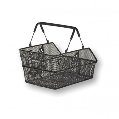 PANIER ARRIÃRE BASIL CENTO S ACIER NOIR AVEC MOTIF FLORALE - 8715019113352