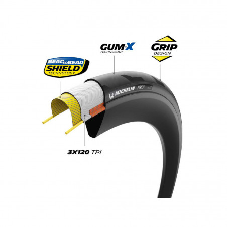 PNEU ROUTE 700X32C TS MICHELIN PRO 5 TLR NOIR (32-622) - 3528704217083