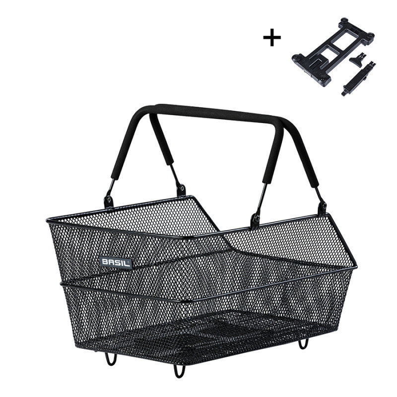 PANIER ARRIÈRE BASIL CENTO AVEC PLAQUE MIK ACIER NOIR - 8715019113710