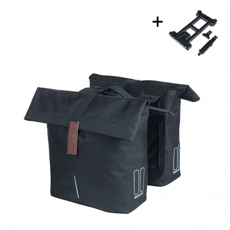 SACOCHES BASIL CITY AVEC PLAQUE MIK 2.0 28-32L NOIR RÉFLÉ. - 8715019183331