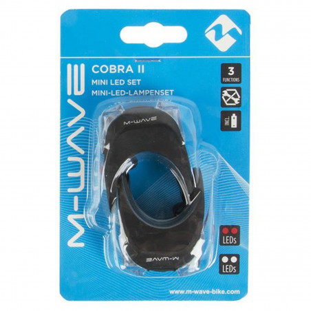 KIT ECLAIRAGE AVANT   ARRIERE - M-WAVE COBRA II NOIR A LEDS - 4015493221463