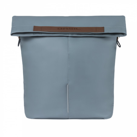 SACOCHE ARRIERE VELO LATERALE SAC BANDOULIERE BASIL CITY SHOPPER VEGAN BLEU IMITATION CUIR DROIT-GAUCHE 14-16L FIXATION